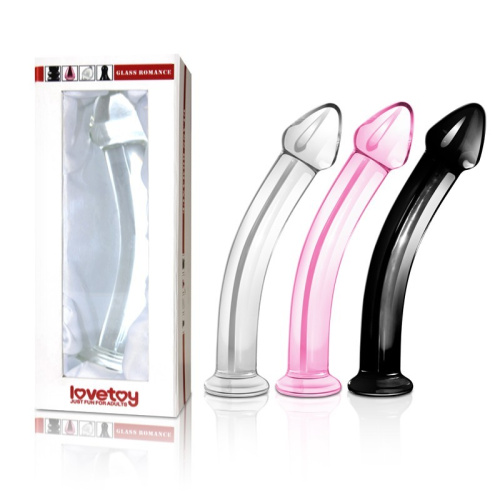 LoveToy Glass Romance 7.5" Pink - изогнутый стеклянный фаллоимитатор, 18.5х3.6 см (розовый)